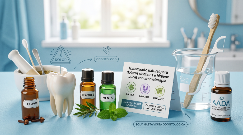 Tratamiento natural para dolores dentales e higiene bucal con aromaterapia